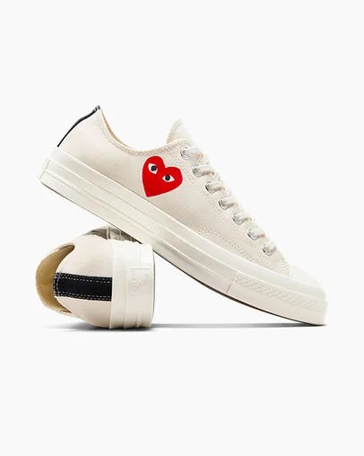 Zapatillas Converse PLAY Comme des Garçons Single Heart Chuck 70 Hombre Blancas Negras Rojas Chile | C-24387509