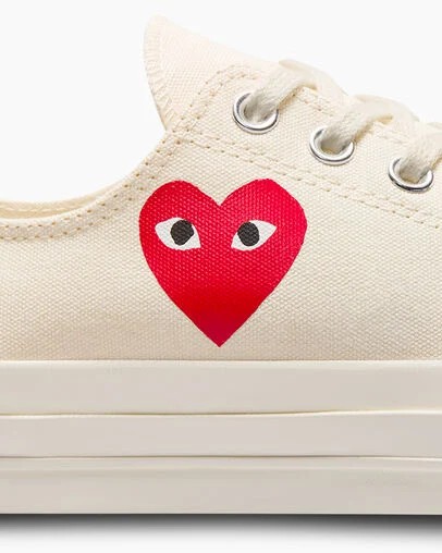 Zapatillas Converse PLAY Comme des Garçons Single Heart Chuck 70 Hombre Blancas Negras Rojas Chile | C-24387509