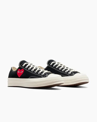 Zapatillas Converse PLAY Comme des Garçons Single Heart Chuck 70 Hombre Negras Rojas Chile | C-36142879