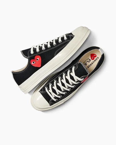 Zapatillas Converse PLAY Comme des Garçons Single Heart Chuck 70 Hombre Negras Rojas Chile | C-36142879