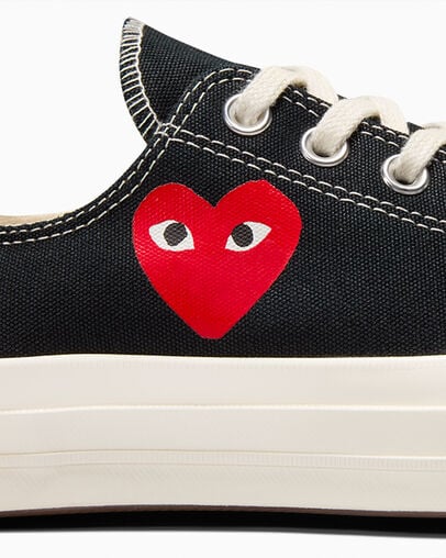 Zapatillas Converse PLAY Comme des Garçons Single Heart Chuck 70 Hombre Negras Rojas Chile | C-36142879