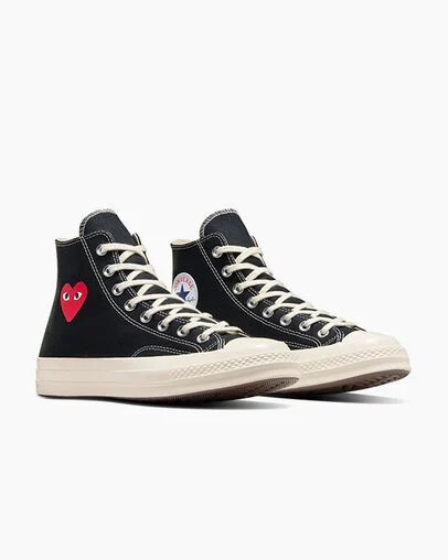 Zapatillas Converse PLAY Comme des Garçons Single Heart Chuck 70 Hombre Negras Rojas Chile | C-86739059