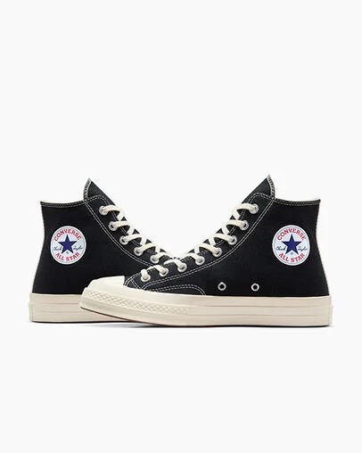 Zapatillas Converse PLAY Comme des Garçons Single Heart Chuck 70 Hombre Negras Rojas Chile | C-86739059