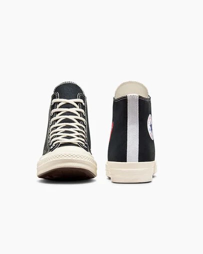 Zapatillas Converse PLAY Comme des Garçons Single Heart Chuck 70 Hombre Negras Rojas Chile | C-86739059