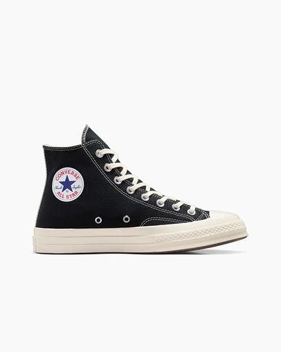 Zapatillas Converse PLAY Comme des Garçons Single Heart Chuck 70 Hombre Negras Rojas Chile | C-86739059