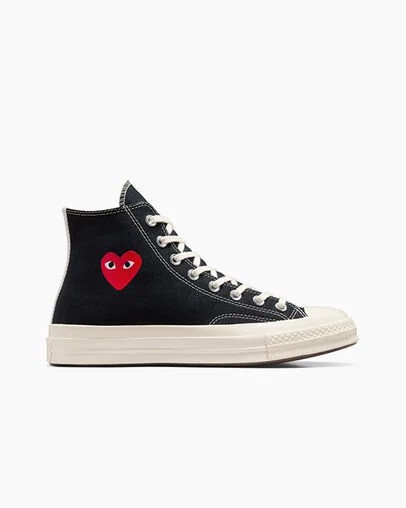 Zapatillas Converse PLAY Comme des Garçons Single Heart Chuck 70 Hombre Negras Rojas Chile | C-86753929