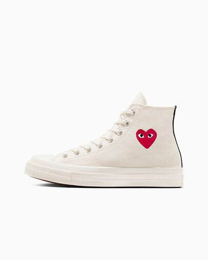 Zapatillas Converse PLAY Comme des Garçons Single Heart Chuck 70 Hombre Blancas Rojas Negras Chile | C-45683279