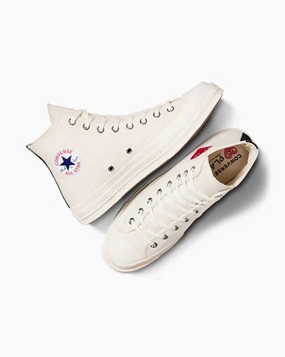 Zapatillas Converse PLAY Comme des Garçons Single Heart Chuck 70 Hombre Blancas Rojas Negras Chile | C-45683279