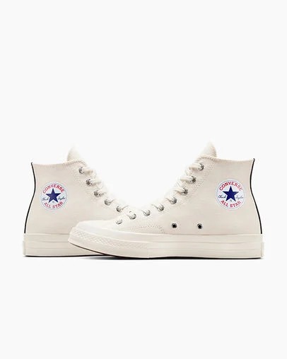 Zapatillas Converse PLAY Comme des Garçons Single Heart Chuck 70 Hombre Blancas Rojas Negras Chile | C-45683279