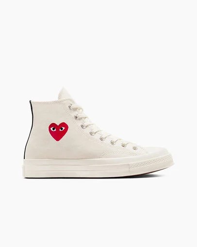 Zapatillas Converse PLAY Comme des Garçons Single Heart Chuck 70 Hombre Blancas Rojas Negras Chile | C-45683279