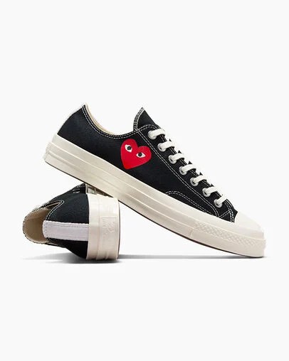 Zapatillas Converse PLAY Comme des Garçons Single Heart Chuck 70 Hombre Negras Rojas Chile | C-83092479