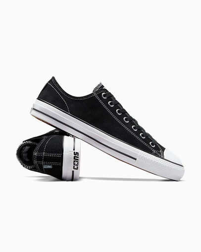 Zapatillas Skate Converse CONS Chuck Taylor All Star Pro Suede Mujer Negras Blancas Chile | C-25031489