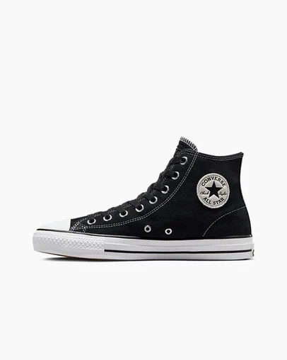 Zapatillas Skate Converse CONS Chuck Taylor All Star Pro Suede Mujer Negras Blancas Chile | C-12736049