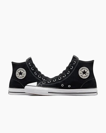 Zapatillas Skate Converse CONS Chuck Taylor All Star Pro Suede Mujer Negras Blancas Chile | C-12736049