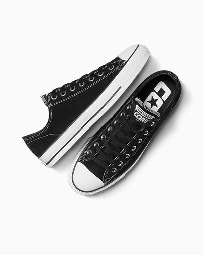 Zapatillas Skate Converse CONS Chuck Taylor All Star Pro Suede Mujer Negras Blancas Chile | C-94368709