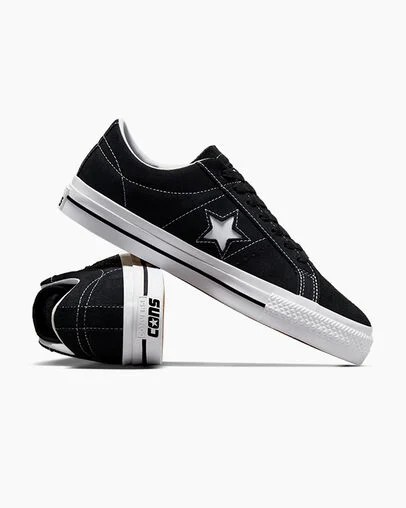 Zapatillas Skate Converse CONS One Star Pro Suede Mujer Negras Blancas Chile | C-75491269