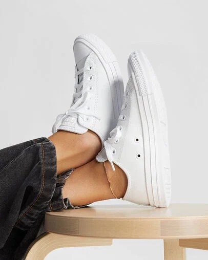 Zapatillas Tenis Converse Chuck Taylor All Star Leather Mujer Blancas Chile | C-87645109