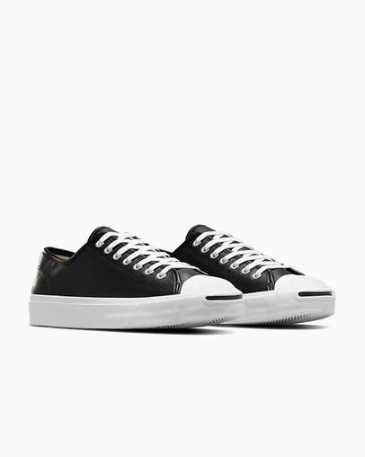 Zapatillas Tenis Converse Jack Purcell Leather Hombre Negras Blancas Chile | C-58934019