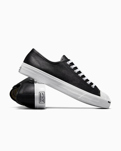 Zapatillas Tenis Converse Jack Purcell Leather Hombre Negras Blancas Chile | C-58934019