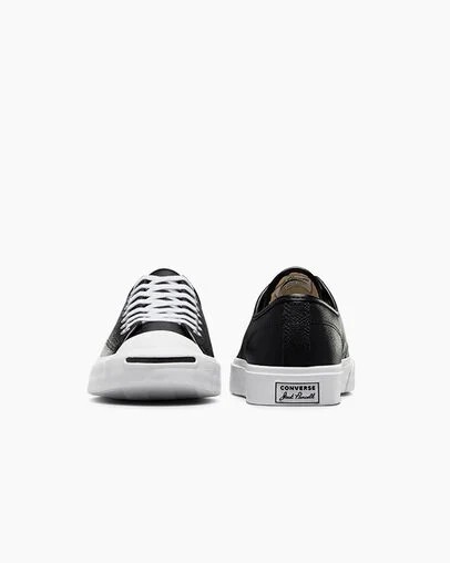 Zapatillas Tenis Converse Jack Purcell Leather Hombre Negras Blancas Chile | C-58934019