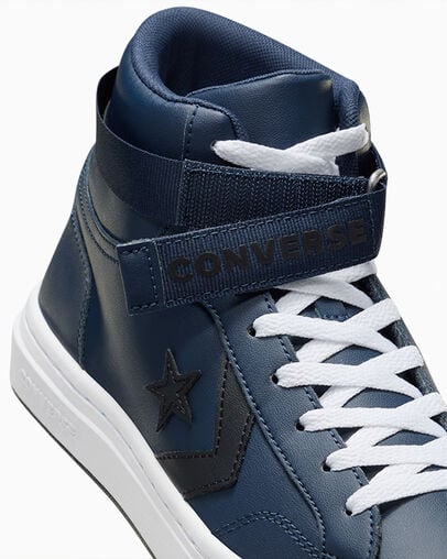 Zapatillas de Baloncesto Converse Pro Blaze V2 Leather Mujer Azul Marino Negras Blancas Chile | C-28374659