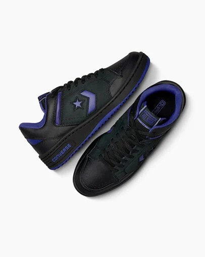 Zapatillas de Baloncesto Converse Weapon Leather Hombre Negras Moradas Negras Chile | C-30265879