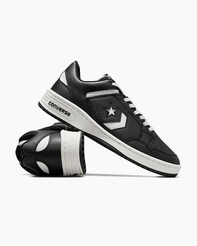 Zapatillas de Baloncesto Converse Weapon Leather Hombre Negras Blancas Chile | C-31047629