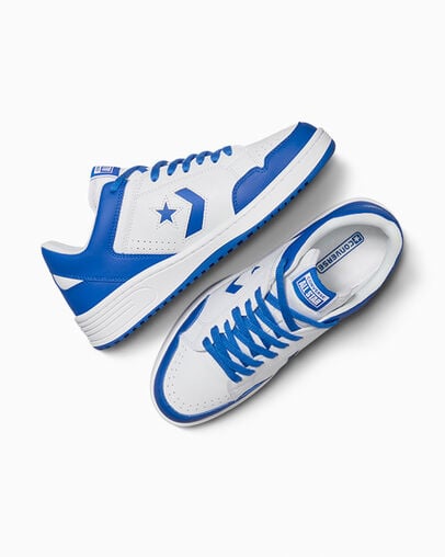 Zapatillas de Baloncesto Converse Weapon Leather Hombre Blancas Azules Chile | C-39648209