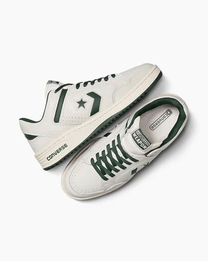 Zapatillas de Baloncesto Converse Weapon Leather Mujer Verde Blancas Chile | C-02731989