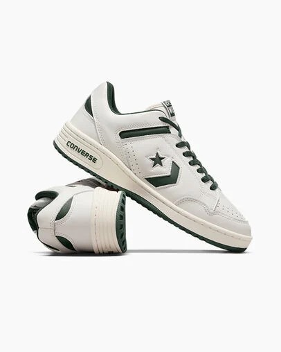 Zapatillas de Baloncesto Converse Weapon Leather Mujer Verde Blancas Chile | C-02731989