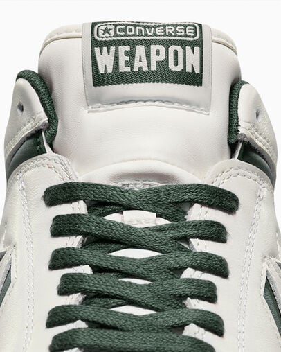 Zapatillas de Baloncesto Converse Weapon Leather Mujer Verde Blancas Chile | C-02731989