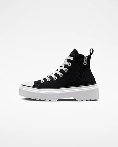 Zapatillas de Lona Converse Chuck Taylor All Star Lugged Lift Platform Niños Negras Blancas Chile | C-82039479