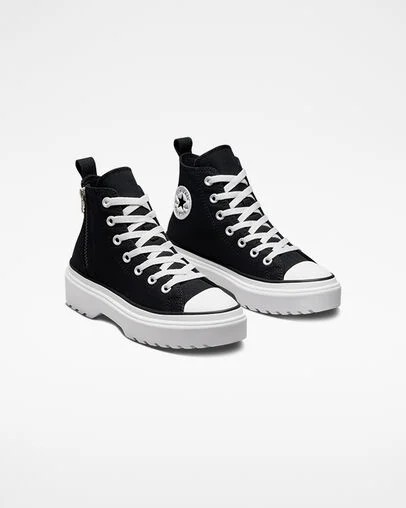 Zapatillas de Lona Converse Chuck Taylor All Star Lugged Lift Platform Niños Negras Blancas Chile | C-82039479