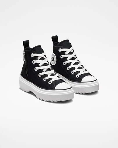 Zapatillas de Lona Converse Chuck Taylor All Star Lugged Lift Platform Niños Negras Blancas Chile | C-46792309