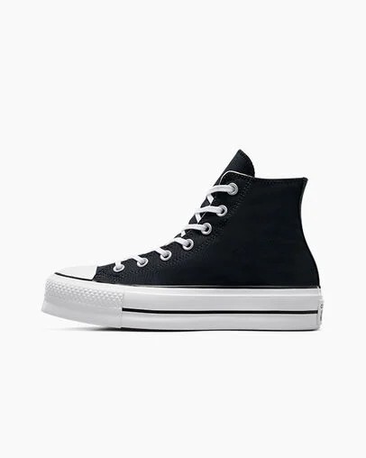 Zapatillas de Lona Converse Chuck Taylor All Star Lift Platform Mujer Negras Blancas Chile | C-62431509