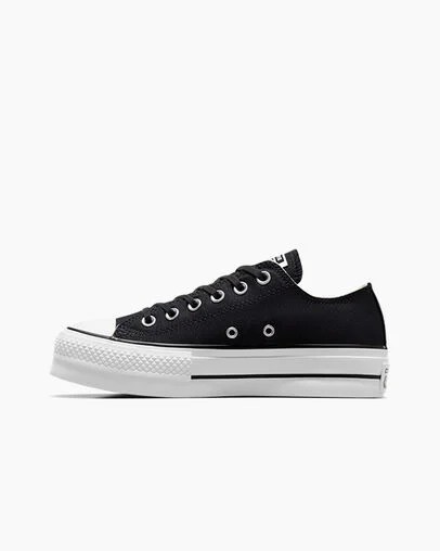 Zapatillas de Lona Converse Chuck Taylor All Star Lift Platform Mujer Negras Blancas Chile | C-39817029