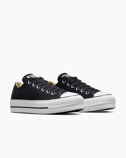 Zapatillas de Lona Converse Chuck Taylor All Star Lift Platform Mujer Negras Blancas Chile | C-39817029