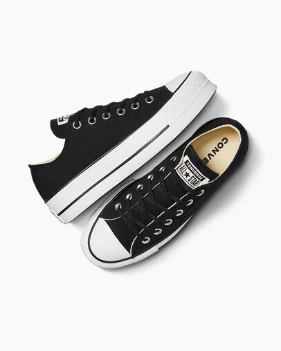 Zapatillas de Lona Converse Chuck Taylor All Star Lift Platform Mujer Negras Blancas Chile | C-39817029