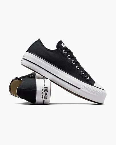 Zapatillas de Lona Converse Chuck Taylor All Star Lift Platform Mujer Negras Blancas Chile | C-39817029