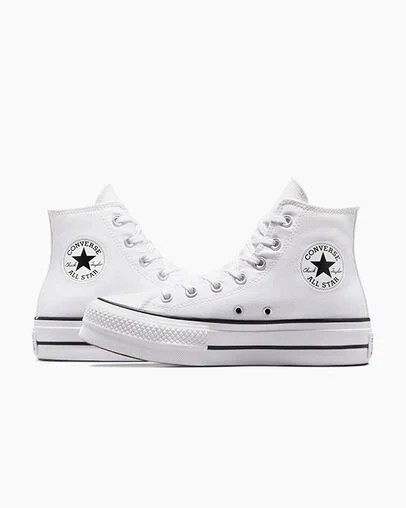 Zapatillas de Lona Converse Chuck Taylor All Star Lift Platform Mujer Blancas Negras Chile | C-59073419