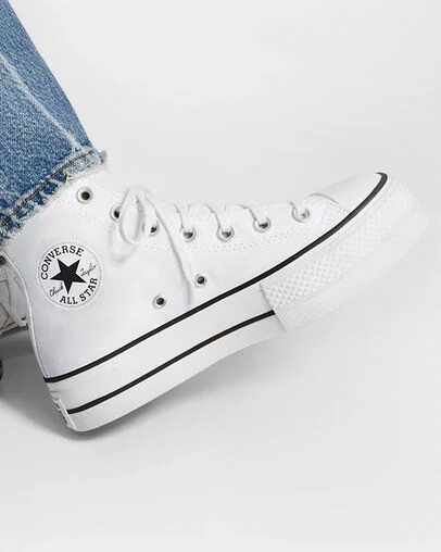 Zapatillas de Lona Converse Chuck Taylor All Star Lift Platform Mujer Blancas Negras Chile | C-59073419