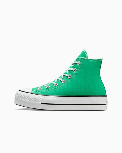 Zapatillas de Lona Converse Chuck Taylor All Star Lift Platform Mujer Verde Blancas Negras Chile | C-62781599