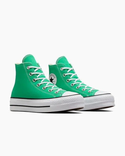 Zapatillas de Lona Converse Chuck Taylor All Star Lift Platform Mujer Verde Blancas Negras Chile | C-62781599