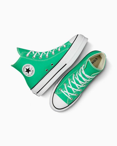 Zapatillas de Lona Converse Chuck Taylor All Star Lift Platform Mujer Verde Blancas Negras Chile | C-62781599