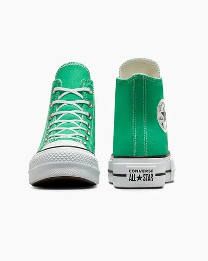 Zapatillas de Lona Converse Chuck Taylor All Star Lift Platform Mujer Verde Blancas Negras Chile | C-62781599