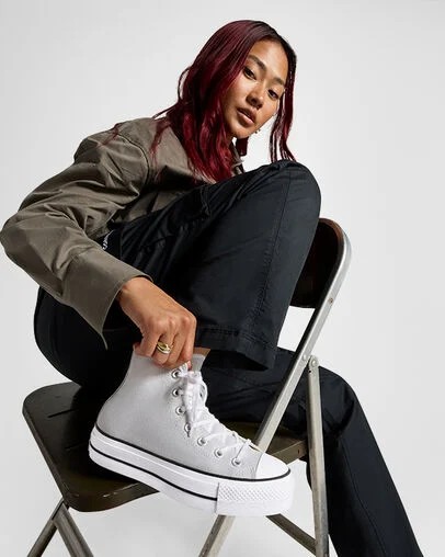 Zapatillas de Lona Converse Chuck Taylor All Star Lift Platform Mujer Gris Blancas Negras Chile | C-70351269