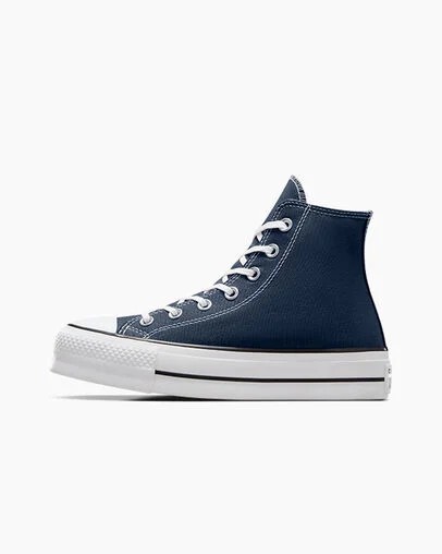 Zapatillas de Lona Converse Chuck Taylor All Star Lift Platform Mujer Azul Marino Blancas Negras Chile | C-68231599