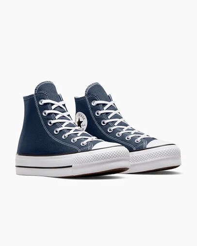 Zapatillas de Lona Converse Chuck Taylor All Star Lift Platform Mujer Azul Marino Blancas Negras Chile | C-68231599