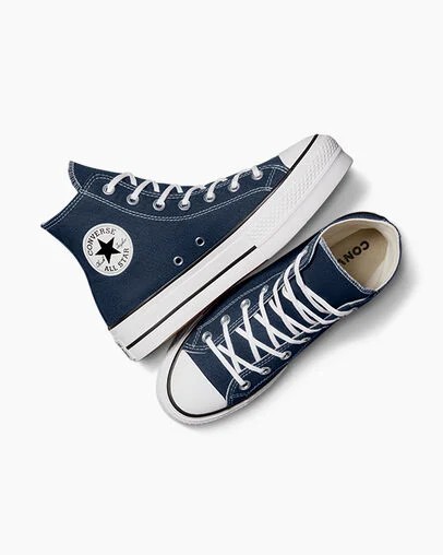 Zapatillas de Lona Converse Chuck Taylor All Star Lift Platform Mujer Azul Marino Blancas Negras Chile | C-68231599