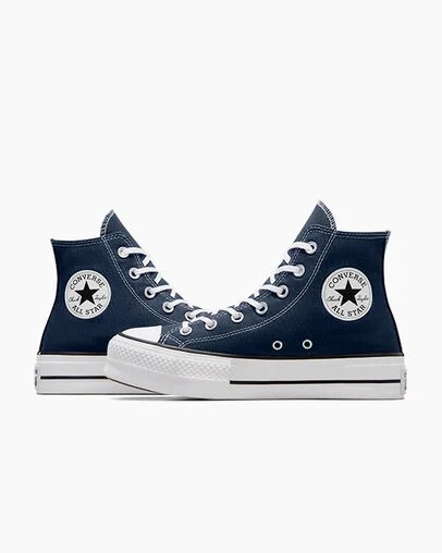 Zapatillas de Lona Converse Chuck Taylor All Star Lift Platform Mujer Azul Marino Blancas Negras Chile | C-68231599